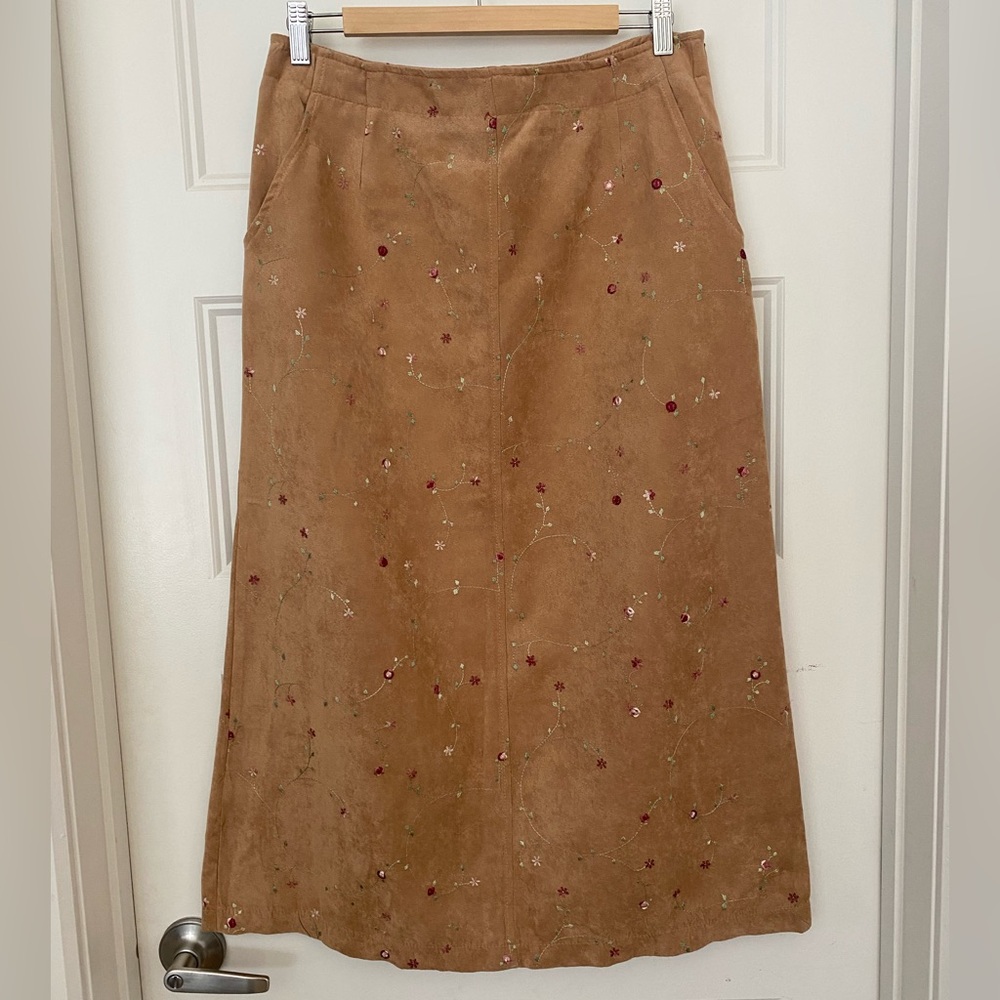 Erik Stewart maxi faux suede skirt vintage look Sz 10